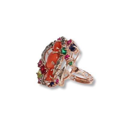 Anello Riproduzione  Antico in argento 925 e Oro 9 Kt