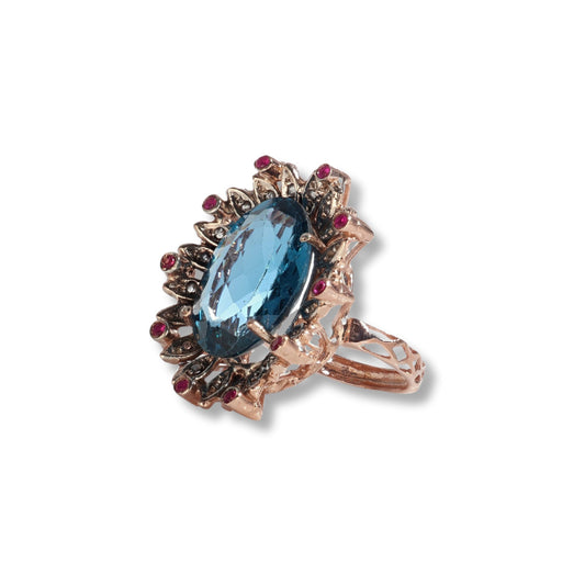 Anello Riproduzione  Antico in argento 925 e Oro 9 Kt