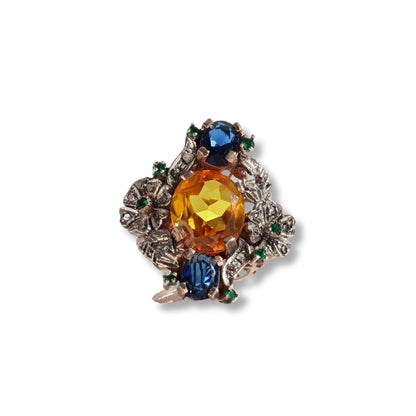 Anello Riproduzione  Antico in argento 925 e Oro 9 Kt