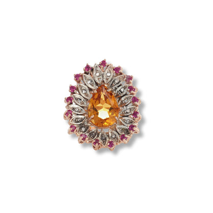 Anello Riproduzione  Antico in argento 925 e Oro 9 Kt