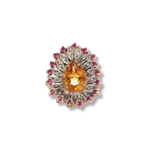Anello Riproduzione  Antico in argento 925 e Oro 9 Kt