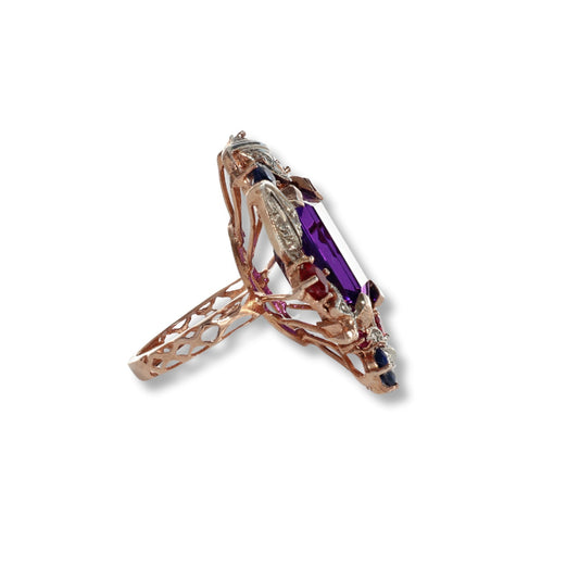 Anello Riproduzione  Antico in argento 925 e Oro 9 Kt