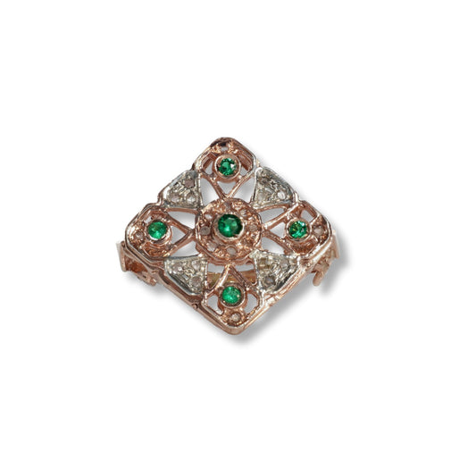 Anello Riproduzione  Antico in argento 925 e Oro 9 Kt
