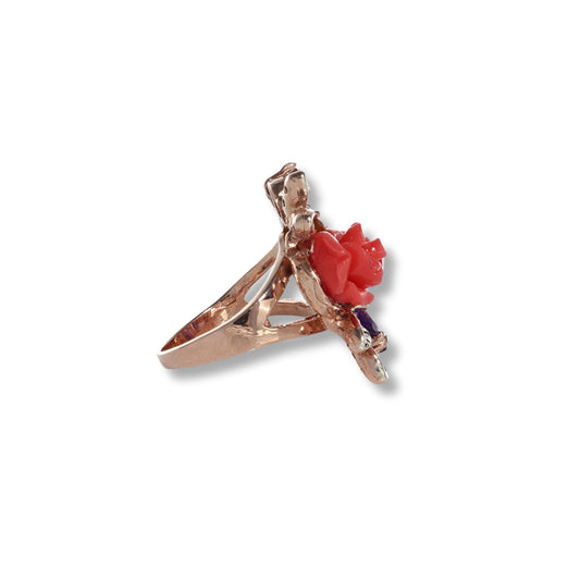 Anello Riproduzione  Antico in argento 925 e Oro 9 Kt
