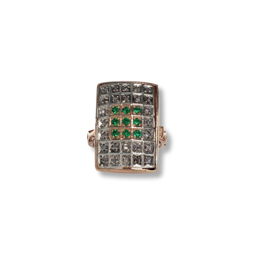 Anello Riproduzione  Antico in argento 925 e Oro 9 Kt