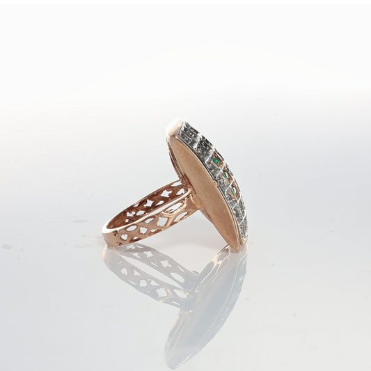 Anello Riproduzione  Antico in argento 925 e Oro 9 Kt