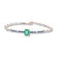 Bracciale in argento 925 e oro 9 kt stile antico con diamanti naturali e pietra idrotermale.