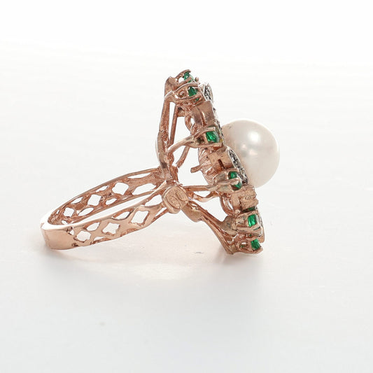Anello Riproduzione  Antico in argento 925 e Oro 9 Kt