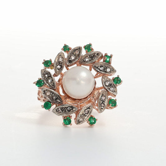 Anello Riproduzione  Antico in argento 925 e Oro 9 Kt