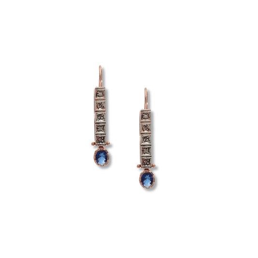 Riproduzione orecchini antichi in argento 925 e oro 9 Kt