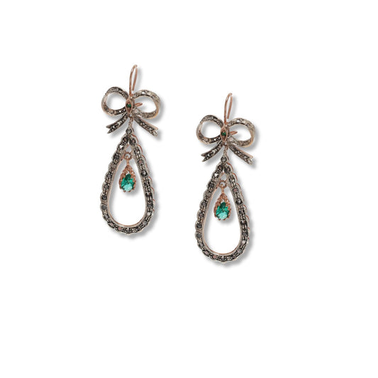 Riproduzione orecchini antichi in argento 925 e oro 9 Kt