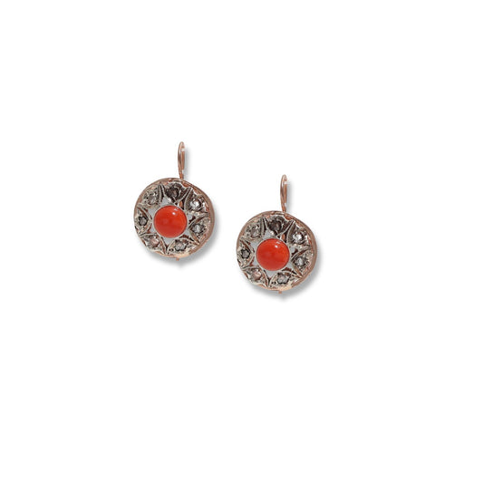 Riproduzione orecchini antichi in argento 925 e oro 9 Kt