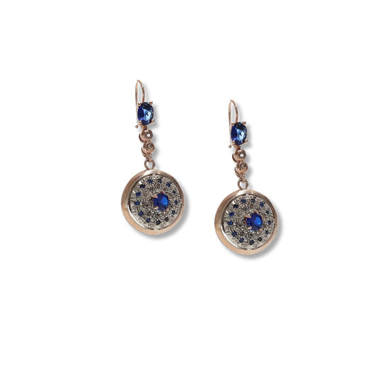 Riproduzione orecchini antichi in argento 925 e oro 9 Kt