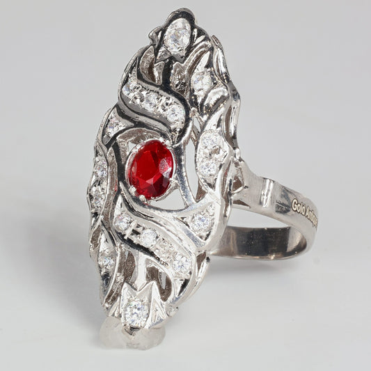 Anello argento 925 con zirconi e rubini.