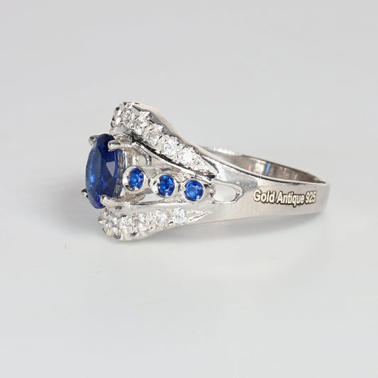 Anello argento 925 con zirconi e zaffiri.