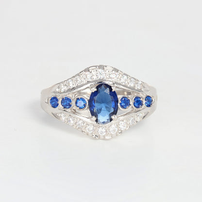 Anello argento 925 con zirconi e zaffiri.