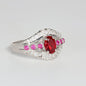 Anello argento 925 con zirconi e rubini.