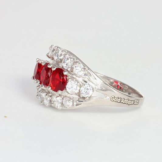 Anello argento 925 con zirconi e rubini.
