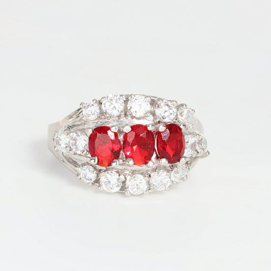 Anello argento 925 con zirconi e rubini.