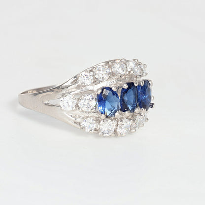 Anello argento 925 con zirconi e zaffiri.