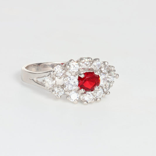 Anello argento 925 con zirconi e rubini.
