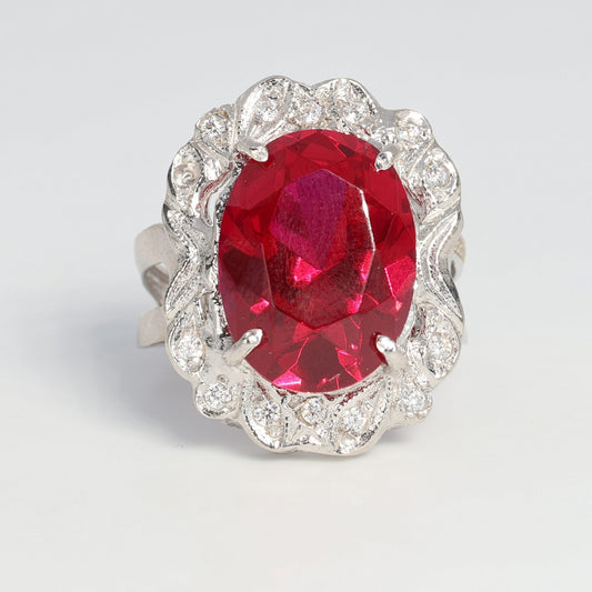 Anello argento 925 con zirconi e rubini.