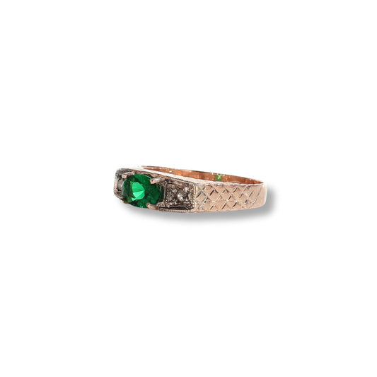 Anello Riproduzione  Antico in argento 925 e Oro 9 Kt