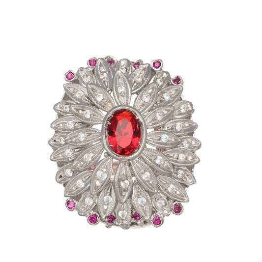 Anello in argento 925 con zirconi taglio e rubini
