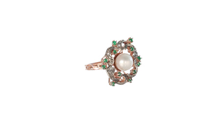 Anello Riproduzione  Antico in argento 925 e Oro 9 Kt