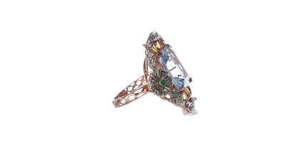 Anello Riproduzione antico con acquamarina
