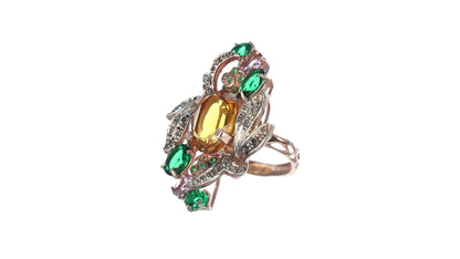 Anello Riproduzione antico con topazio giallo