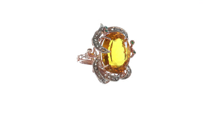 Anello Riproduzione antico con topazio giallo